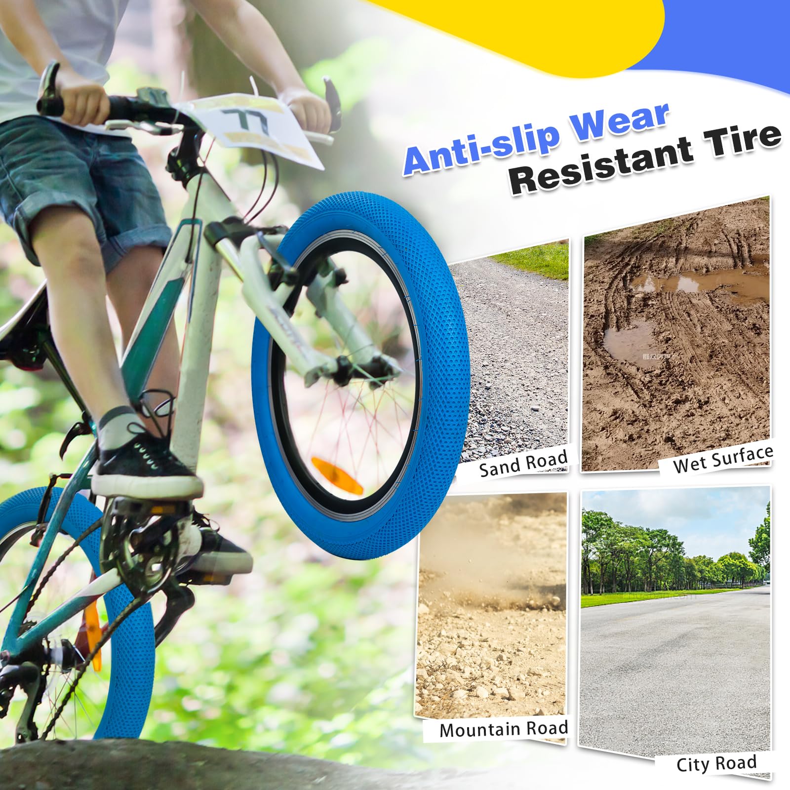 Amazon | BALINGE 20 x 2.4インチ 自転車タイヤ ブルー BMX タイヤ 20