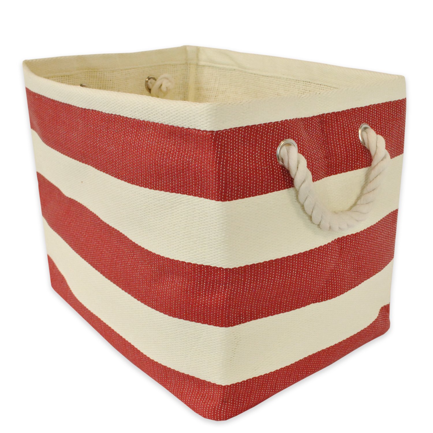 DII Woven Paper Storage Bin, Rugby Stripe, Tango Red, Large Basket