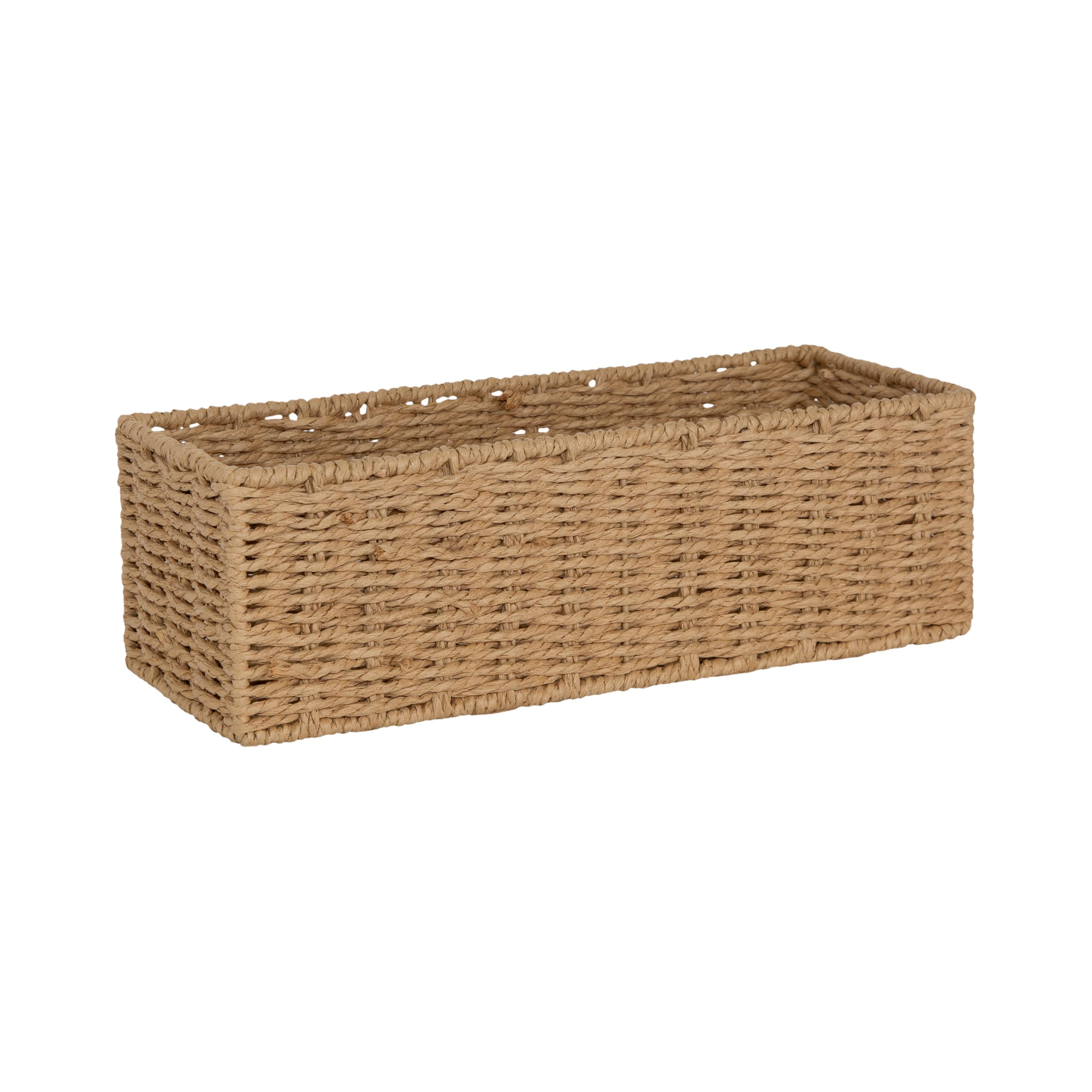 Narrow Space-save Wicker Storage Basket Bathroom Toilet Roll Basket Gift Hamper Bathroom Hallway Kitchen Storage Gift Basket (Paper Rope) — image 1