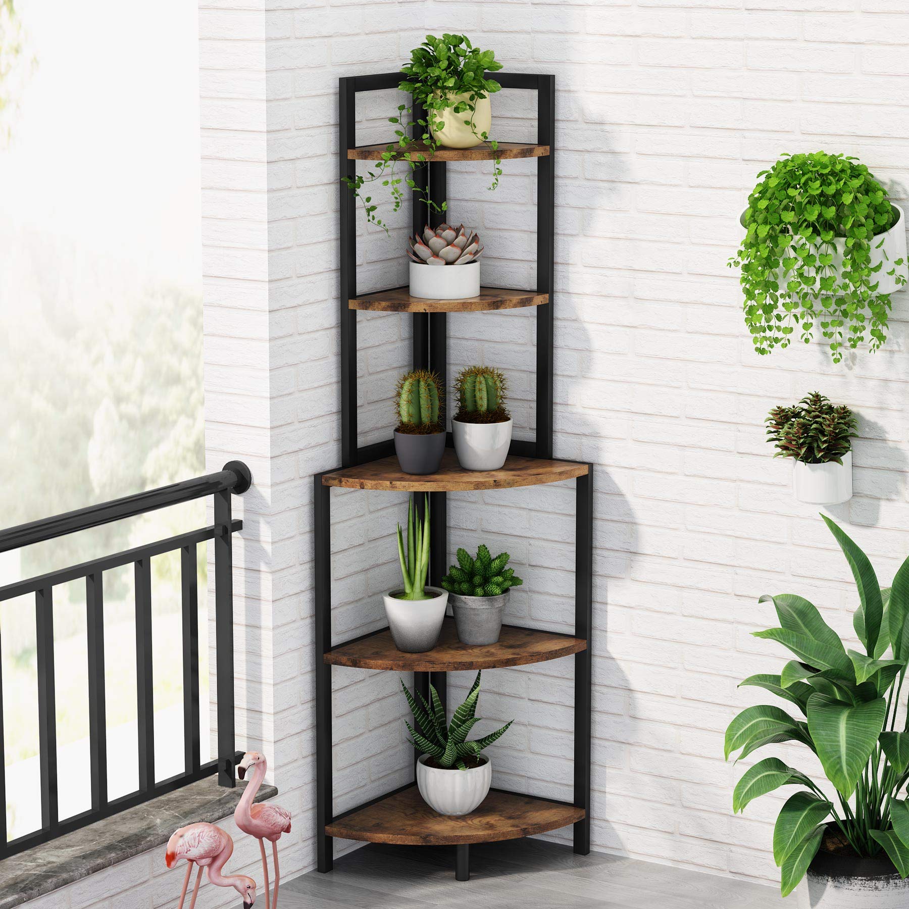 Buy Tribesigns Stand Bookcase Bookshelf 5 Tier Corner Shelf Industrial Storage Display Shelving
