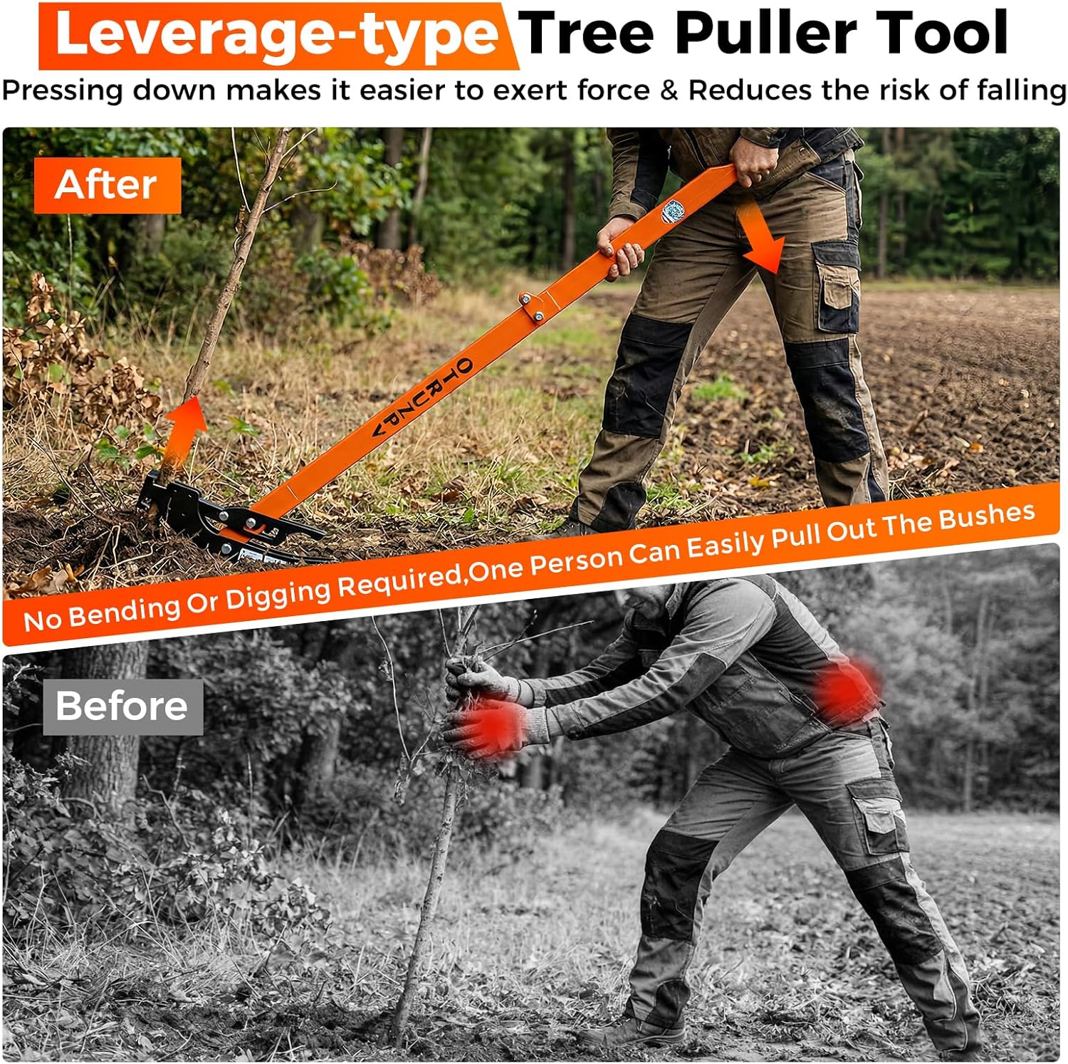 Heavy-Duty Sapling Puller Tool – High-Leverage Tree Puller for Roots 1/4"–2", Effort-Saving Manual Root Remover for Shrubs, Vines & Thorns, Eco-Friendly Weed Removal for Garden, Farm & Landscaping