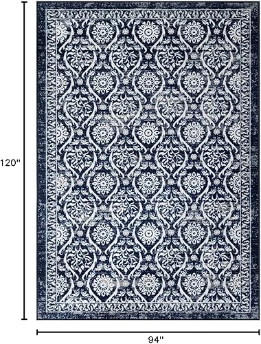 Miniatura 2 de Antep Rugs Alfombras antideslizantes (antideslizante) 8 x 10 con parte trasera de goma floral geométrica de bajo perfil para interiores (azul
