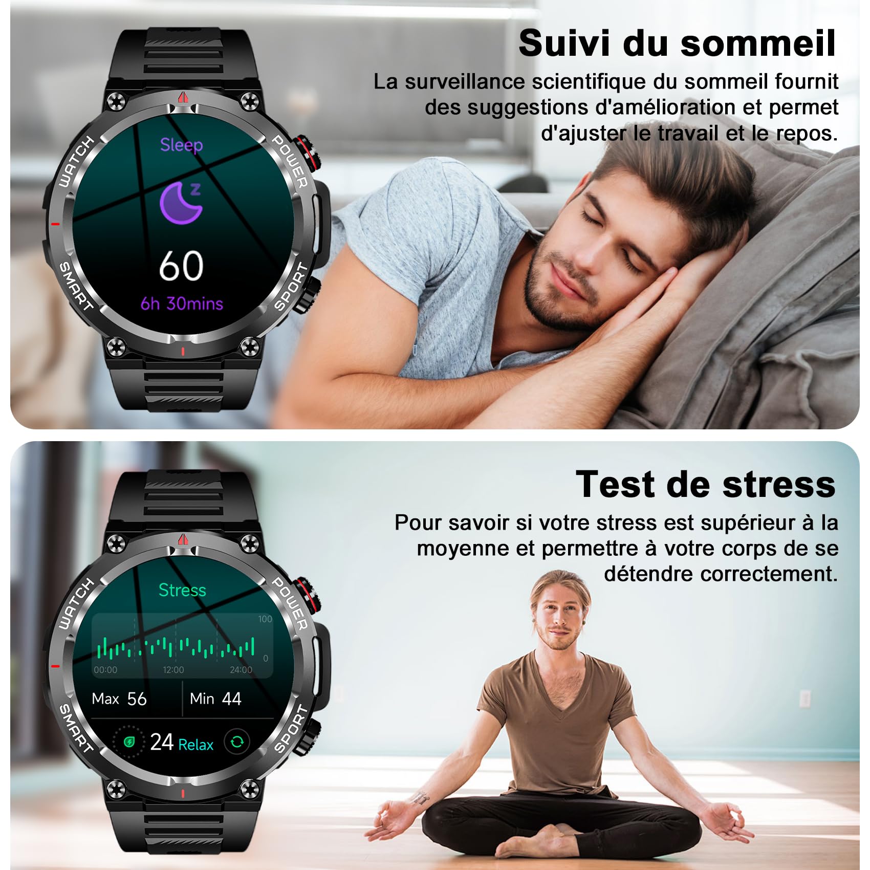Blackview Montre de Fitness 1,39 Pouces pour Hommes et Femmes avec Saturation en oxygène du Sang et Surveillance du Sommeil, 100 Modes Sportifs, étanchéité IP68 (Disponible pour iOS et Android).