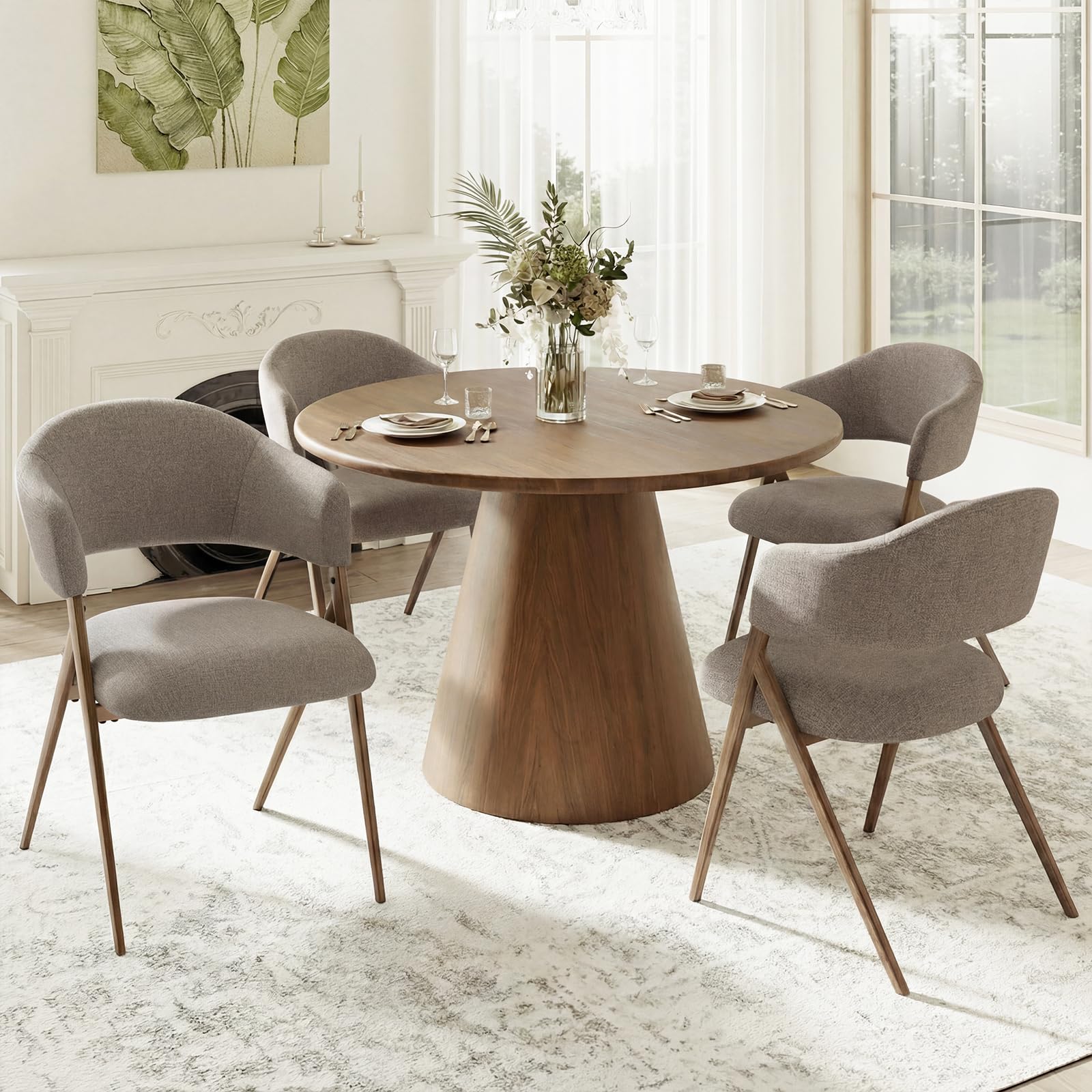 COLAMY Dining Chairs Set of 4, Mid Century Modern Dining Room Kitchen Dinner Chairs with Iron Legs, Open Back and Padded Seat, for Living Room/Bedroom