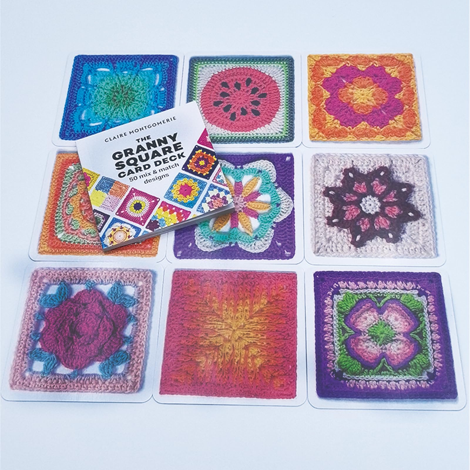 Granny Square Card Deck - DIY 50 Mix Match Designs, Portable Crochet Knitting Kit, for Knitting Granny Squares Crochet Board Craft Gifts for Lovers (Granny Square, SetA)