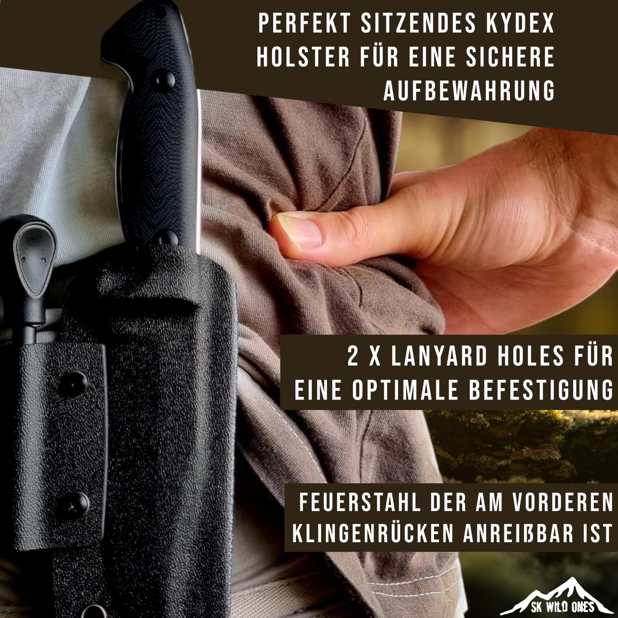 SK Wild Ones® Jagdmesser Outdoor Survival-Messer Feststehend mit G10 Griff - Full Tang 420 Stahl Gürtelmesser für Camping Freya
