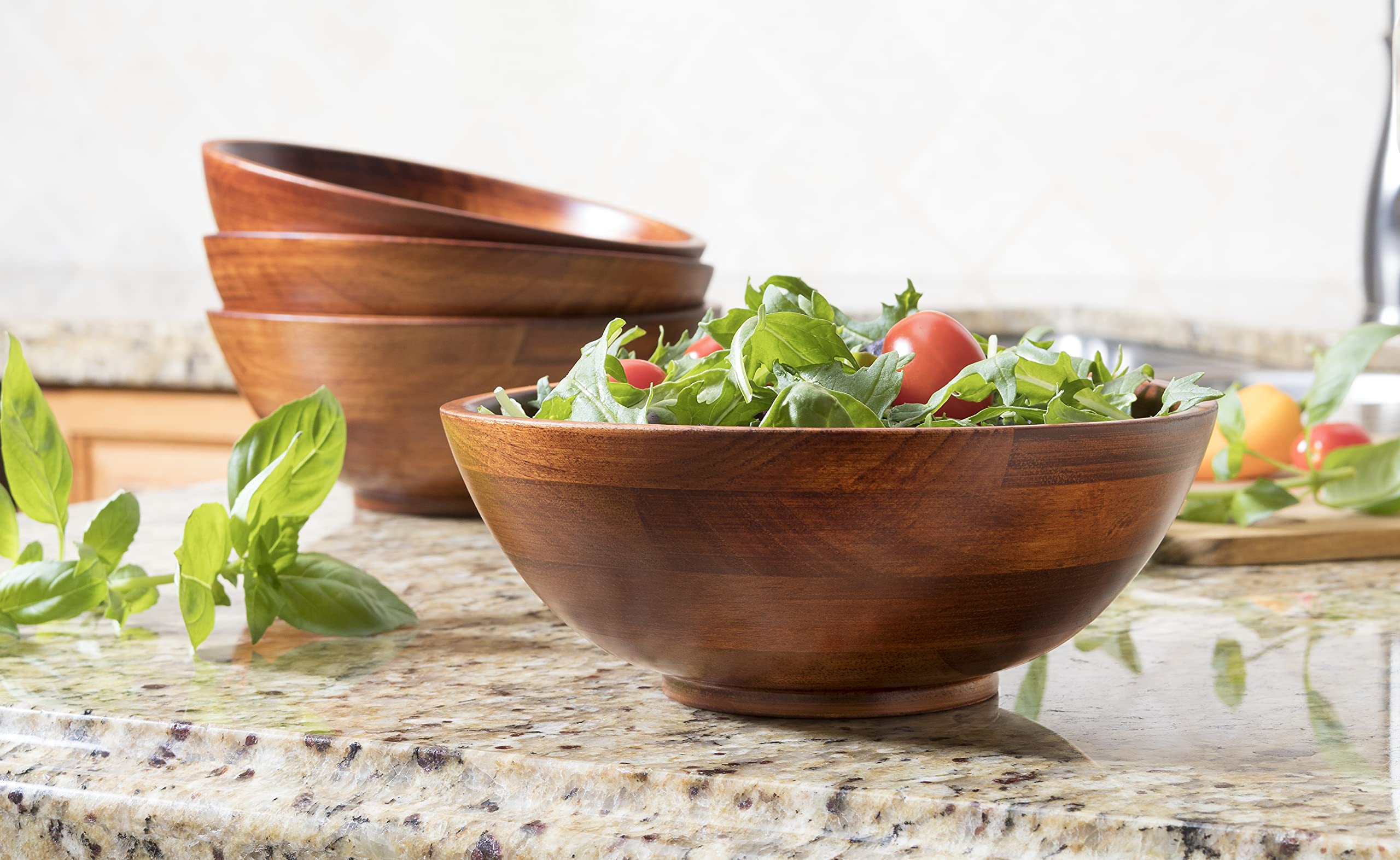 Lipper Internationalcherry Finished Footed Serving Bowls For