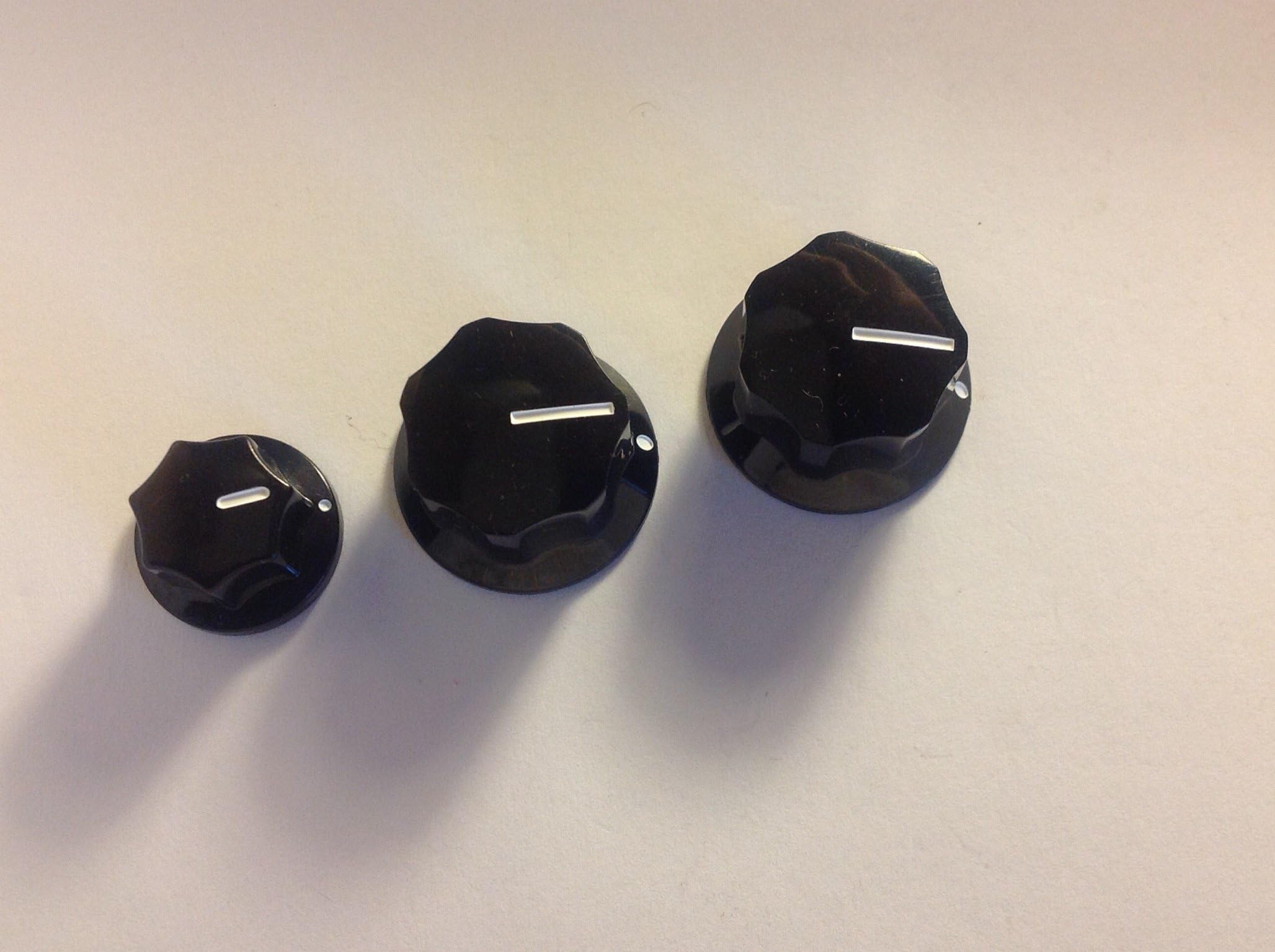 Set of 3 US Spec 1/4 inch Solid Shaft Set Screw Knobs for J Style Bass