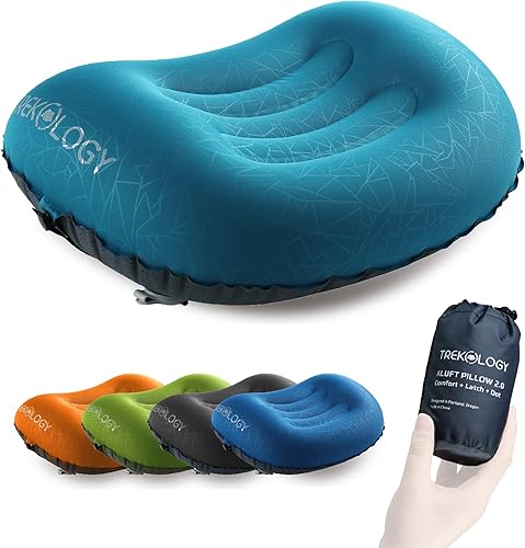 Miniatura 8 de Trekology Almohada inflable ultraligera de viaje para campamento - ALUFT 2.0 compresible, compacta, cómoda, ergonómica, para el cuello y el apoyo