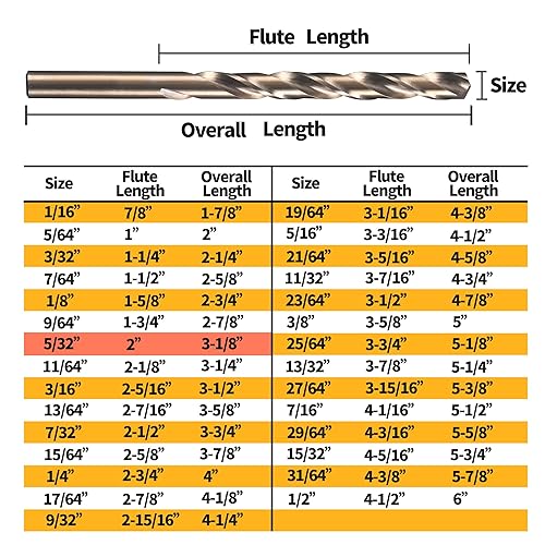 Miniatura 39 de Broca de cobalto de 5/16 pulgadas, brocas de metal HSS M35 para acero, acero inoxidable, hierro fundido, plástico duro y madera (10 unidades)