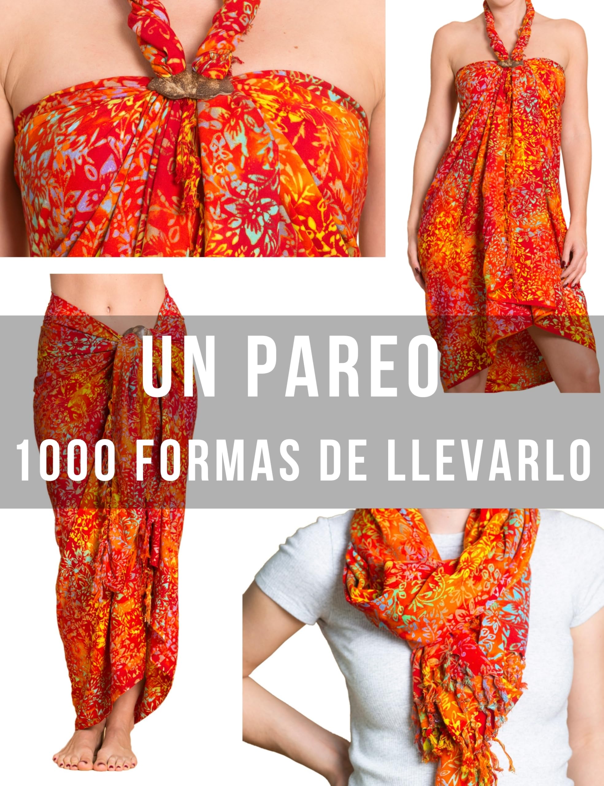 PANASIAM Pareo Sarong - L y XL Opaco - Pareo de Playa en Viscosa Fluida - Falda Cruzada o Vestido de Playa - Para Mujer y Hombre - Complemento Ligero de Verano - Pieza Única Artesanal de Indonesia