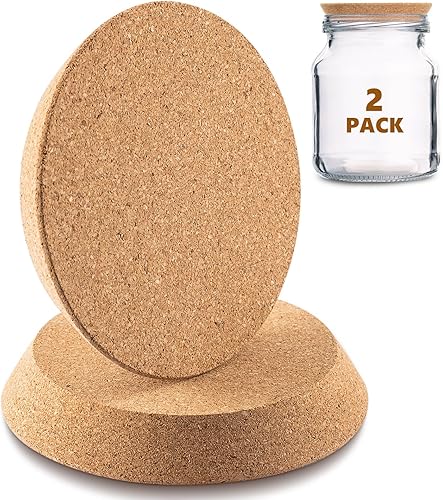 Kathfly 2 tapones de corcho cónicos para aberturas de tarros de 3.7 a 4.0 pulgadas, tapas grandes para tarros de conservas de corcho, tapones de