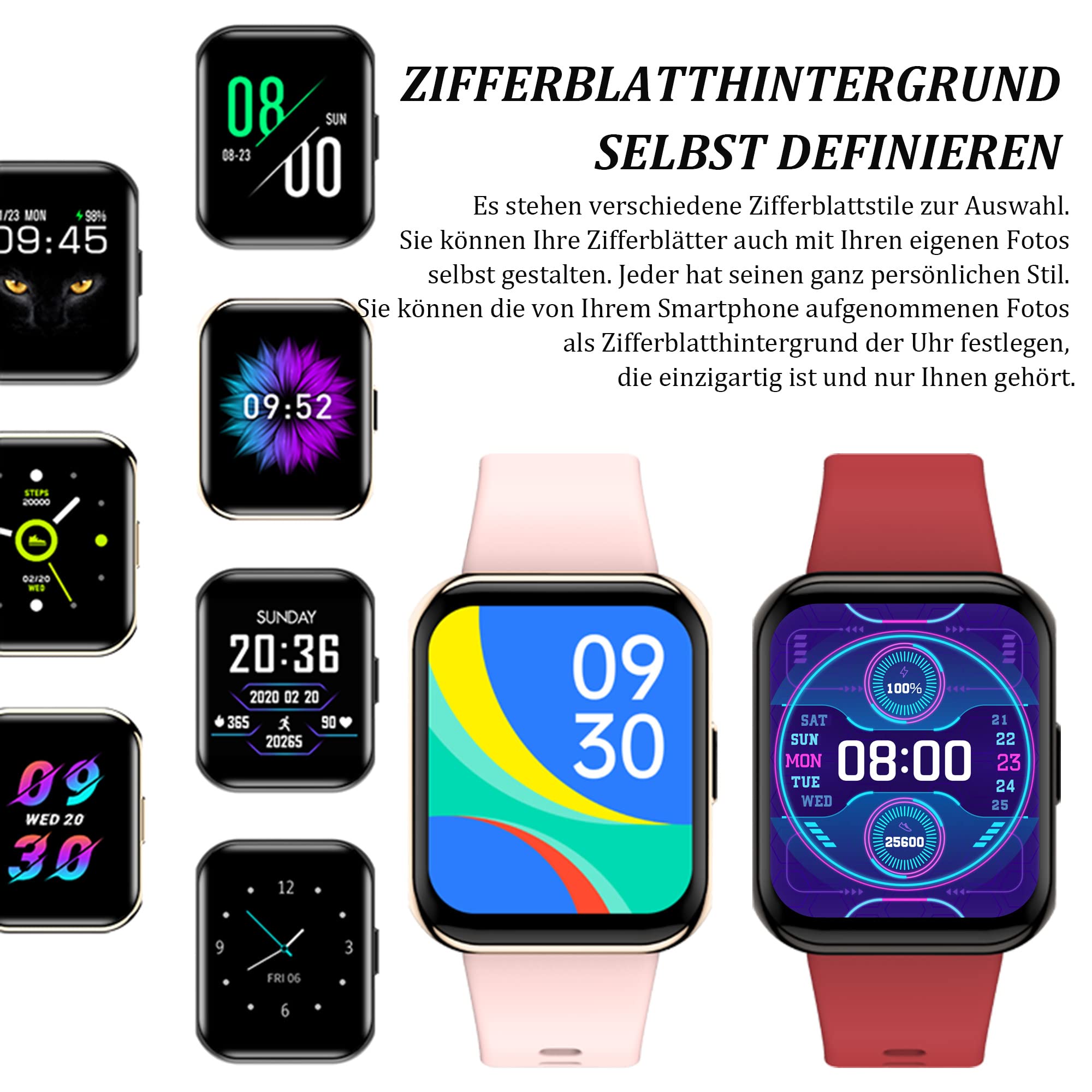 Smartwatch Damen Mit Telefonfunktion, Fitness Tracker Blutdruck Pulsuhr