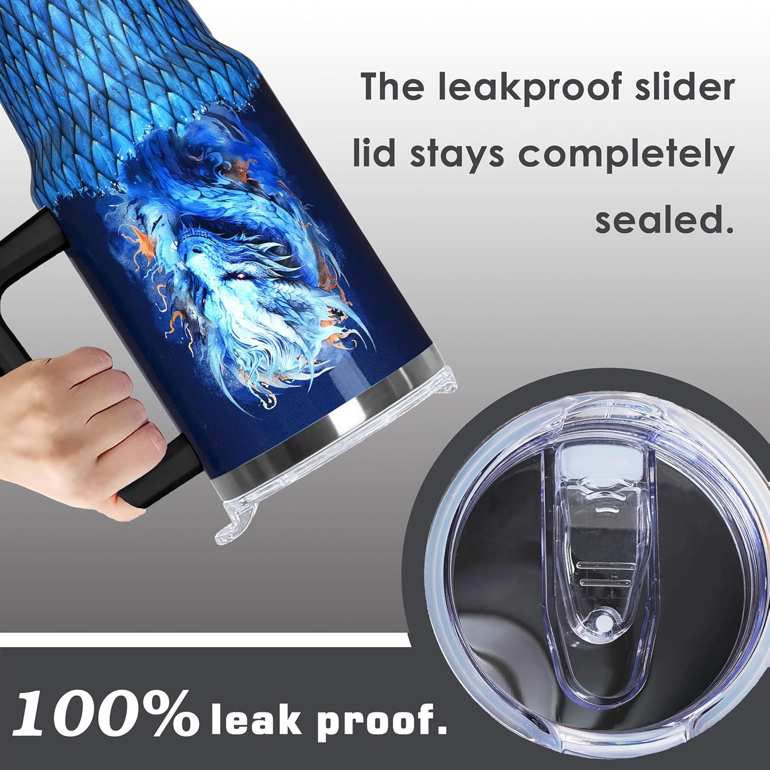 40 Oz Dragon Tumbler With Handle 40oz Dragon Theme Tumbler With Lid Straw Double Insulated Travel Coffee Mug Womens Cup Gifts - Image 4