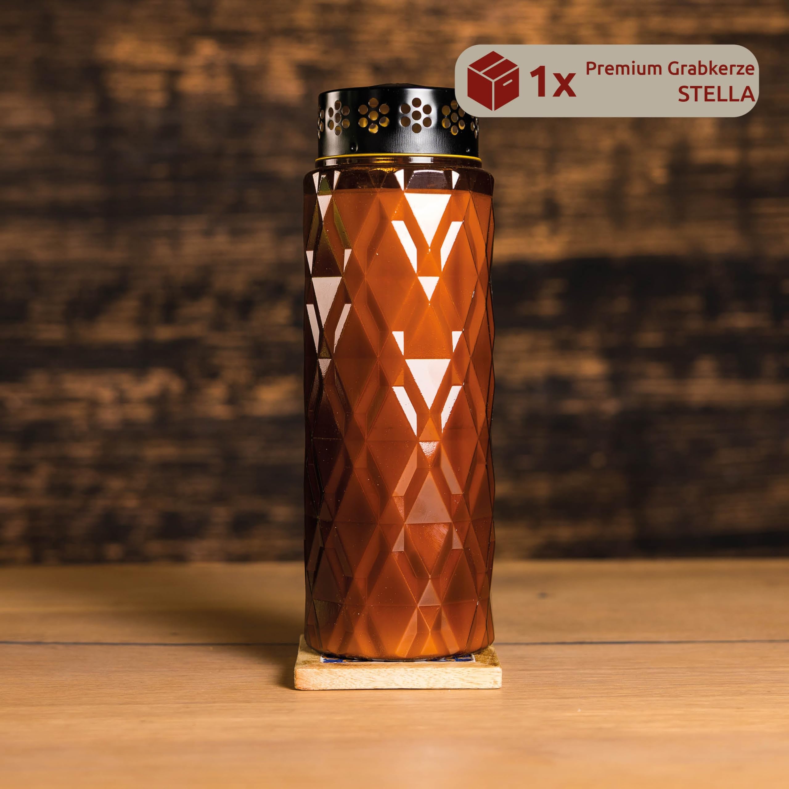 4er Set Grabkerzen Stella 10 Tage | 240 Stunden Brenndauer | Designkerze | Wetterfestes Grablicht mit Deckel | Trauerkerzen für Grab, Friedhof, Grabdekoration & Grabschmuck