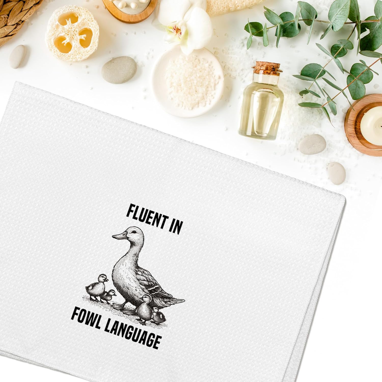 Funny Duck Kitchen Towels Gifts Decorative, Farmhouse Duck Gifts for Women Dish Cloths Tea Towel, Fluent in Fowl Language Bathroom Kitchen Dishcloths Hand Towel Decor 16x24 - Image 6