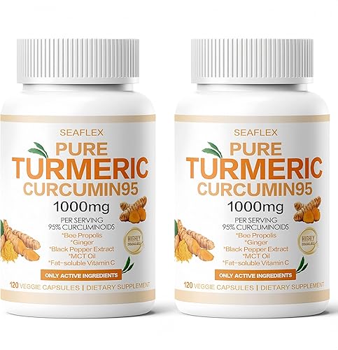 Vista 10 de Curcumina de cúrcuma 95 1000 mg - 95% suplemento de complejo de cúrcuma con propóleo de abeja (120 cápsulas)