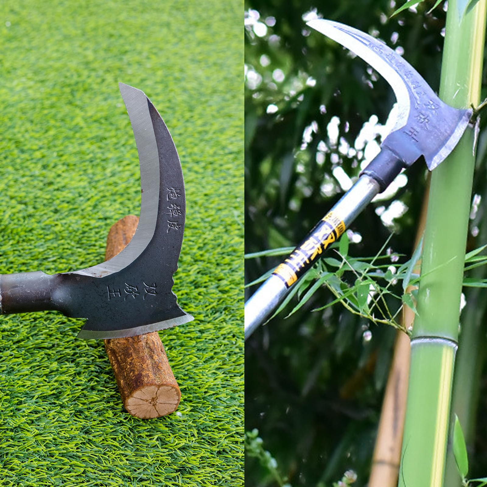 Général Acier au Manganèse Tondeuse Faucille Métal Durable Outil de Coupe Ménage Agricole Outils Multifonctionnel Double Faucheuse pour Outils de Jardin (D)