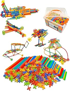 600PCS STEM Building Toys, Straw Constructor Toys Up Grade Engineering Building Sets for Kids Develops Motor Skills and Logic Thinking, Fun Educational Toy Great for Gift