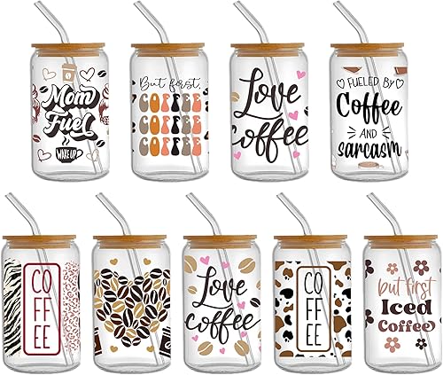 Miniatura 4 de David Angie Adhesivo de transferencia, 9 hojas con temática de arco iris, impermeable, UV, DTF, calcomanías de transferencia de papel de