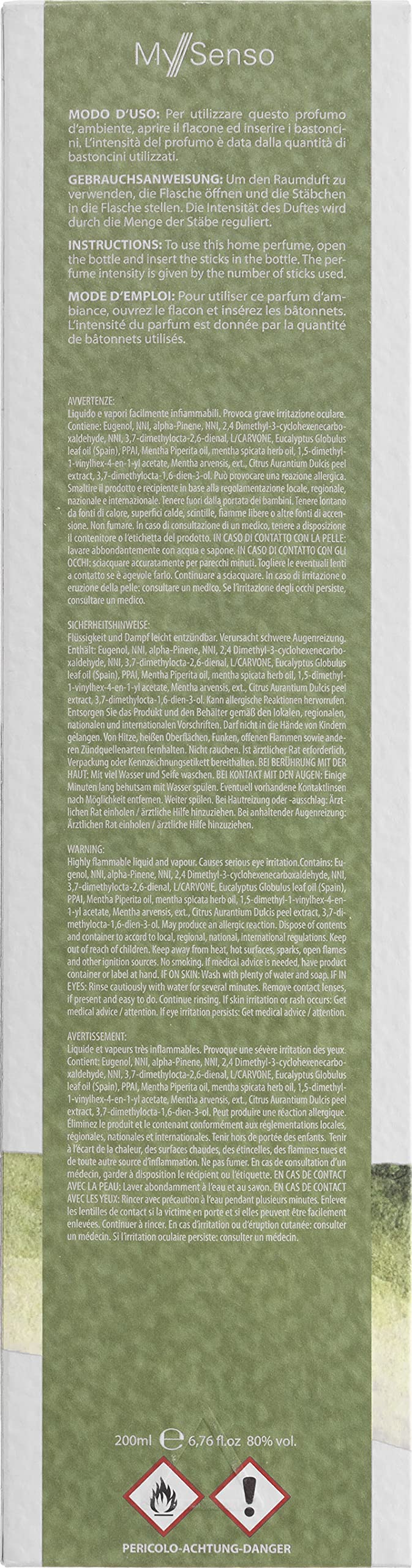 MySenso Alpine - N°73 Fresh Herbs - Diffusore a bastoncini con olio di pino cembro biologico - fragranza alpina per casa e ambiente - profumo fresco – confezione regalo elegante e sostenibile