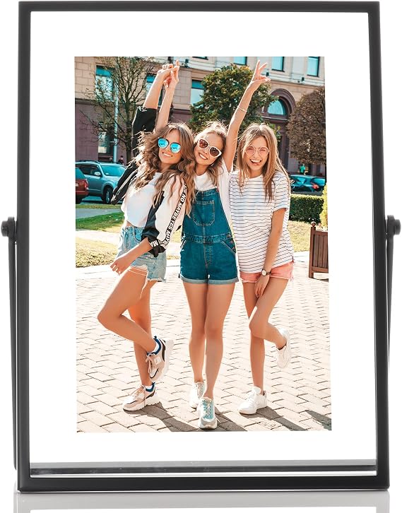 Lawrence Frames Metal Easel Float Picture Frame, 4x6, Black