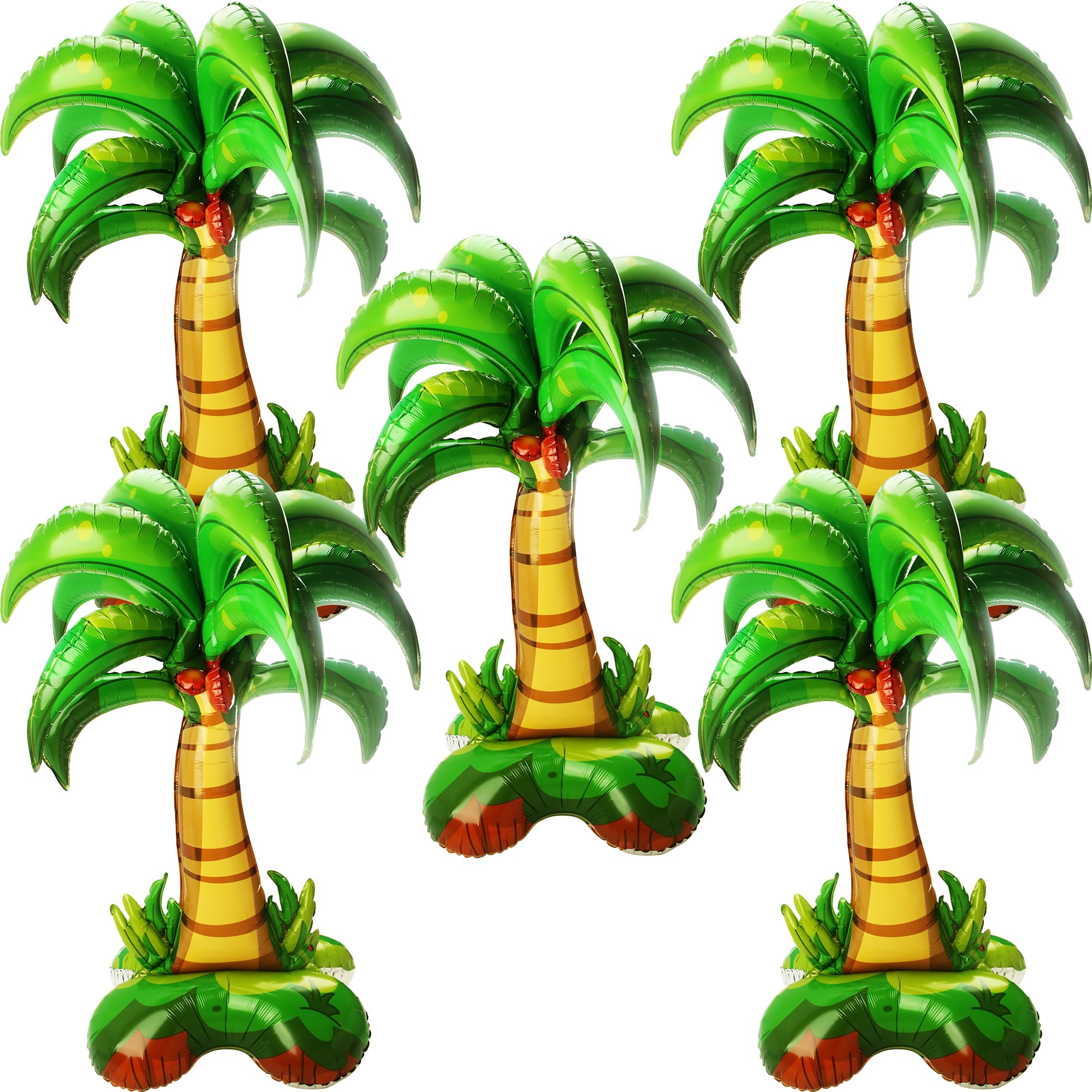 5 Pack 52 Inch Palm Trees Foil Balloon Inflatable Palm Tree Balloons Giant Blow Up Palm Tree for Hawaiian Tropical Summer Theme Party Decorations