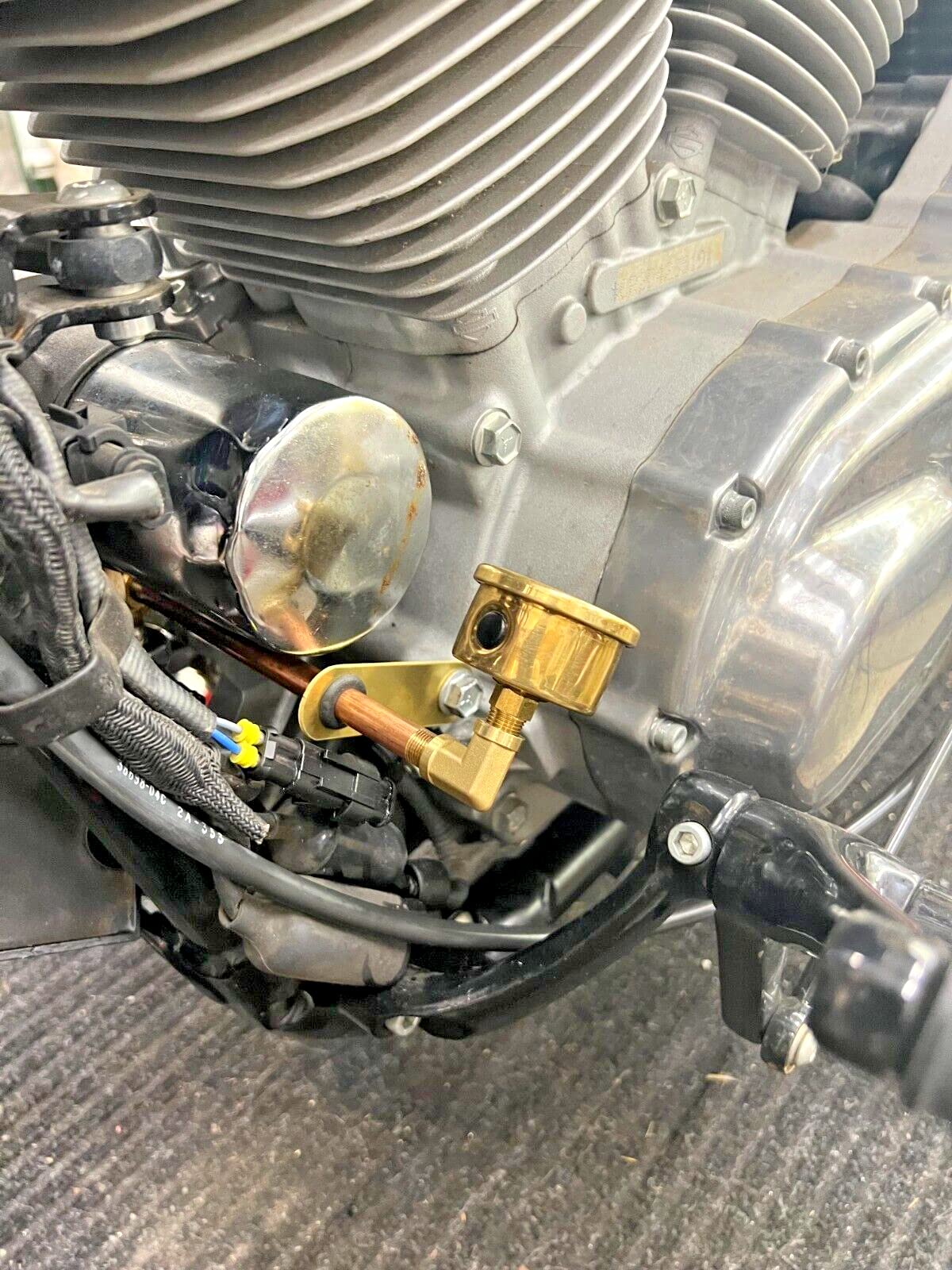 HARLEY SPORTSTER BRASS OIL PRESSURE GAUGE n MOUNT chopper bobber cafe black 60