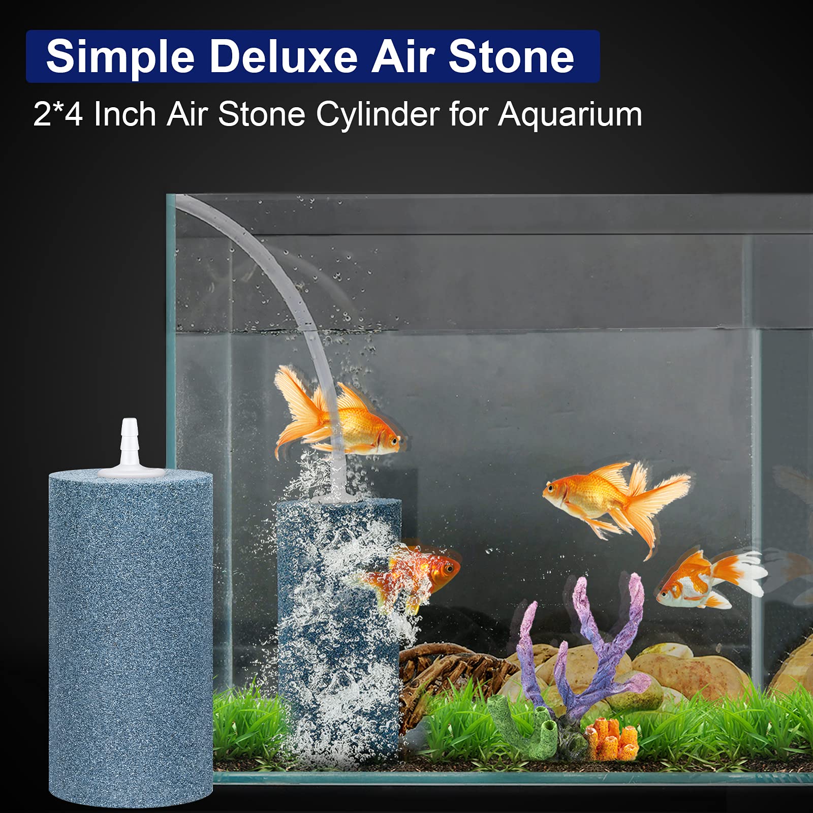 Simple Deluxe Lot de 10 Grands cylindres de Pierre à air pour Poissons et Plantes dans Aquarium et Pompe à air hydroponique, 10 x 5,1 cm