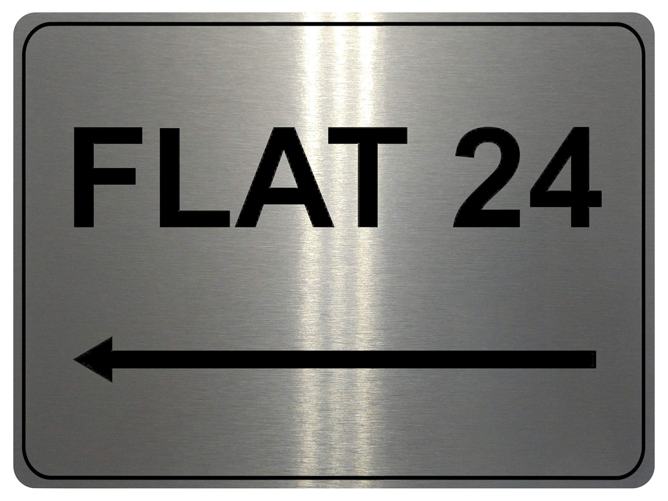 839 Custom Personalised FLAT Number Left Arrow Metal Aluminium Plaque Sign Door Gate House (5x7 inches., Brushed Silver)