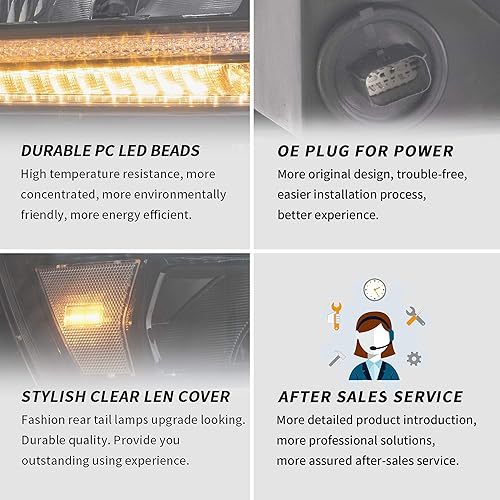 Miniatura 9 de VLAND - Faros delanteros LED reflectantes compatibles con Dodge Ram 1500 Tradesman 2019-2023, Bighorn, Laramie, Rebel con señal de giro secuencial