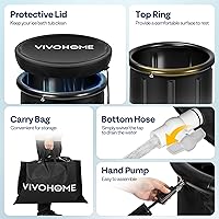 Vista 5 de VIVOHOME Bañera de hielo para atletas y amantes del fitness, bañera de inmersión fría portátil de 33.5 pulgadas de diámetro para terapia