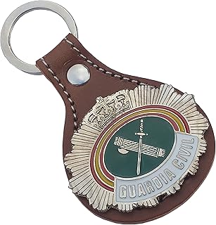 Llavero de Cuero, Guardia Civil, Anilla Metálica, Marrón