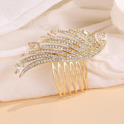 Miniatura 6 de EVER FAITH Women's Austrian Crystal Zircon Wedding Elegant Angel Wing Hair Comb Clear Silver-Tone