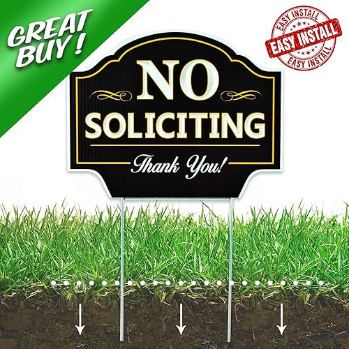 Miniatura 7 de Signs Authority Letrero de No Soliciting para casa – Coroplasto duradero de 11.5 x 9 pulgadas con estaca en H de metal – No Solicitors Sign para