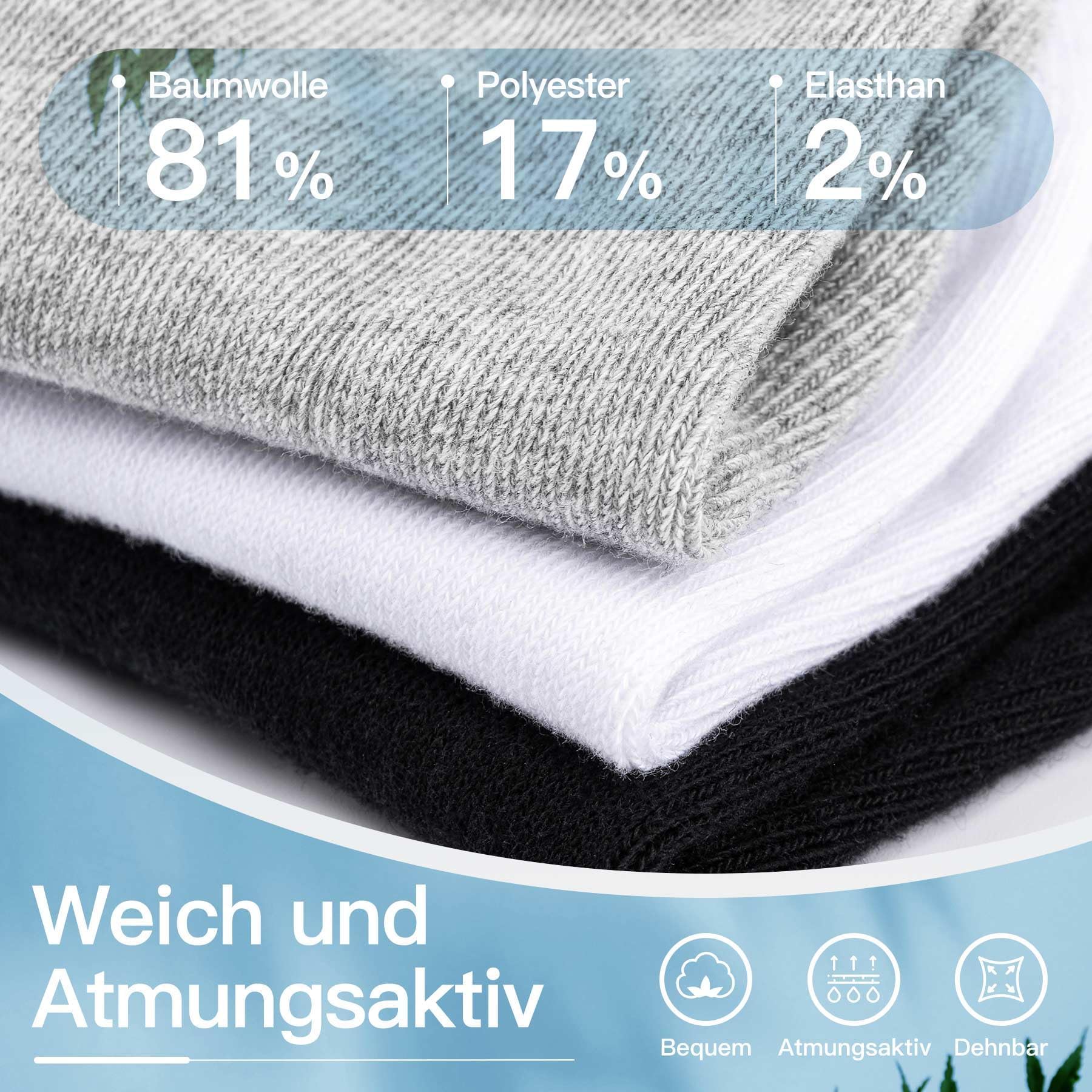 TUUHAW Calzini Uomo Corti 10 Paia - Calzini Donna Cotone Estivi Unisex Calze Corte Fantasmini Calzini Running Uomo Antiodore E Traspirante Invisibili Bianco, Nero, Grigio e Blu