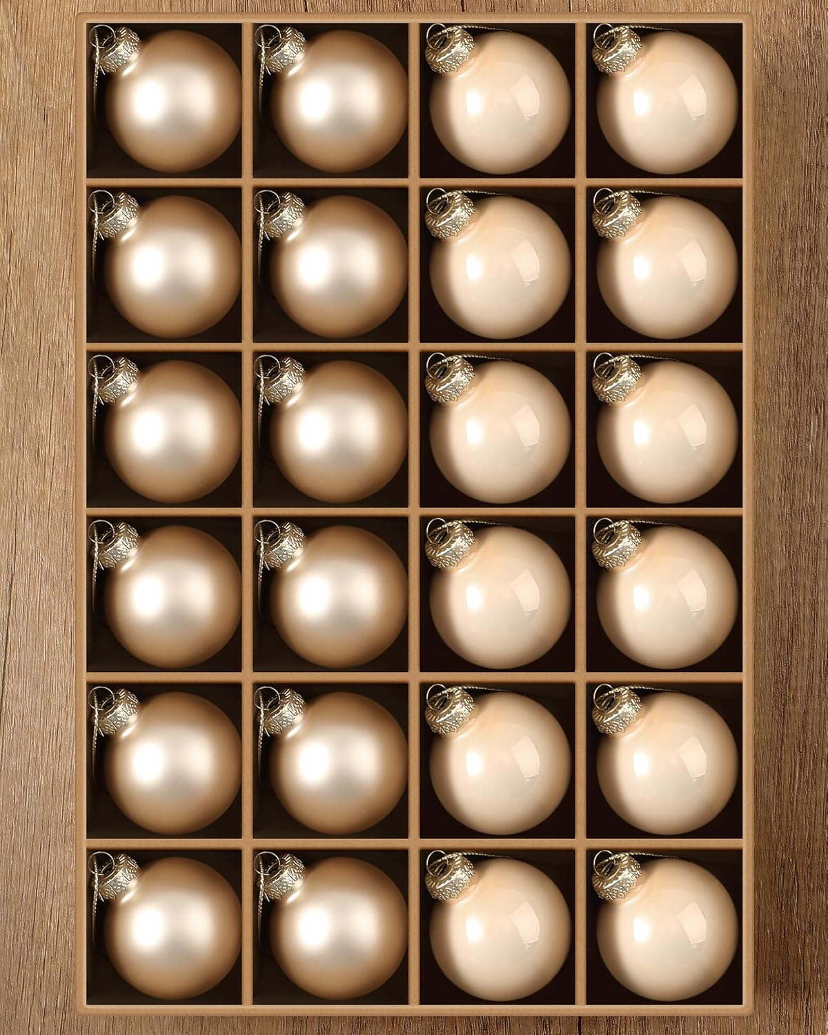 Syhood 24 Pcs Glass Christmas Ball Ornaments Set - 1.8" Small Hanging Christmas Ball Bulbs for Xmas Tree Holiday Party Decorations(Champagne)