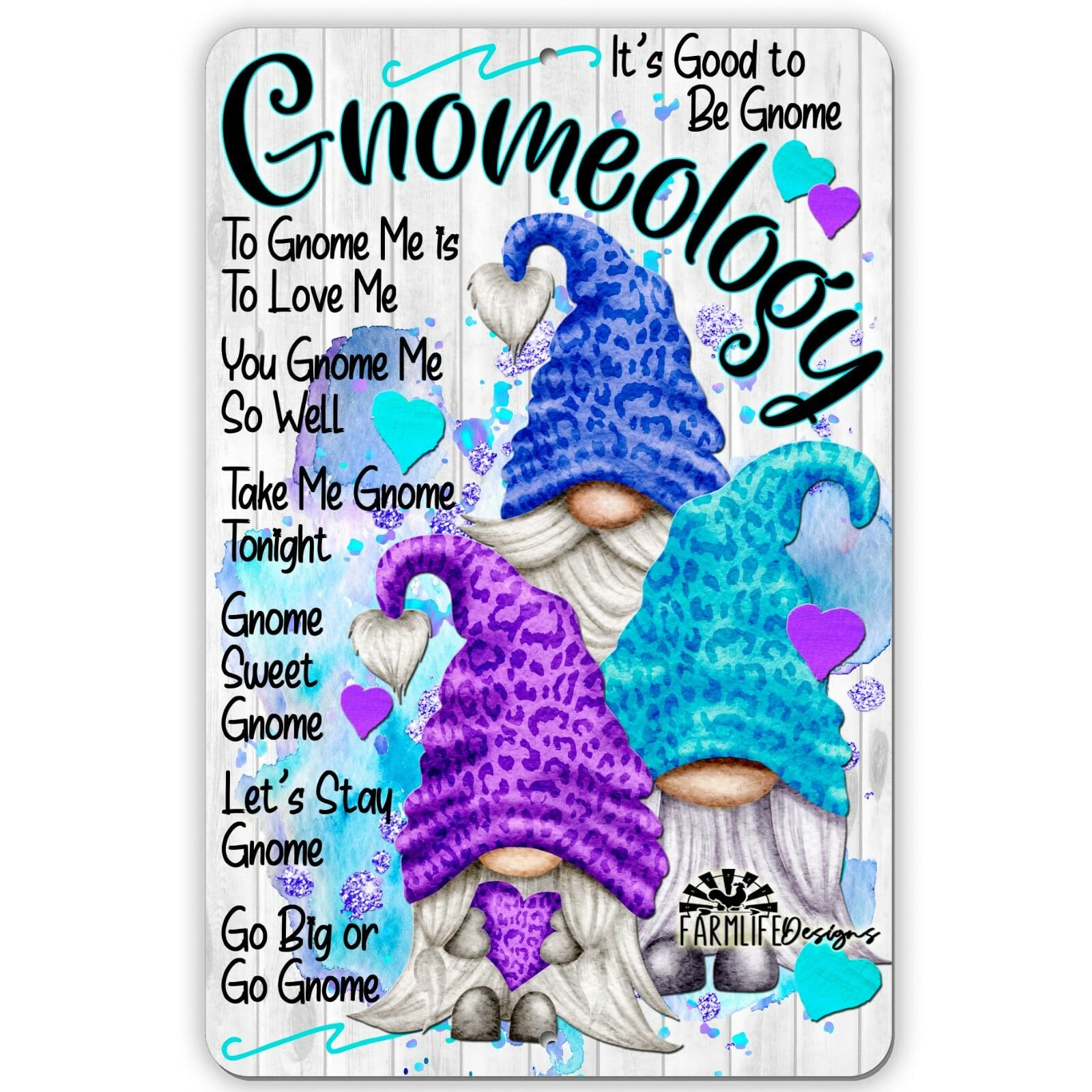 Gnomeology Sign with Gnomies 8"x12" Aluminum - Gnome Sayings home decor