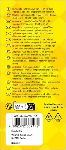 Miniatura 6 de Idena 300947 Grapadora para grapas Tamaño 24/6 Capacidad 25 Hojas Gris