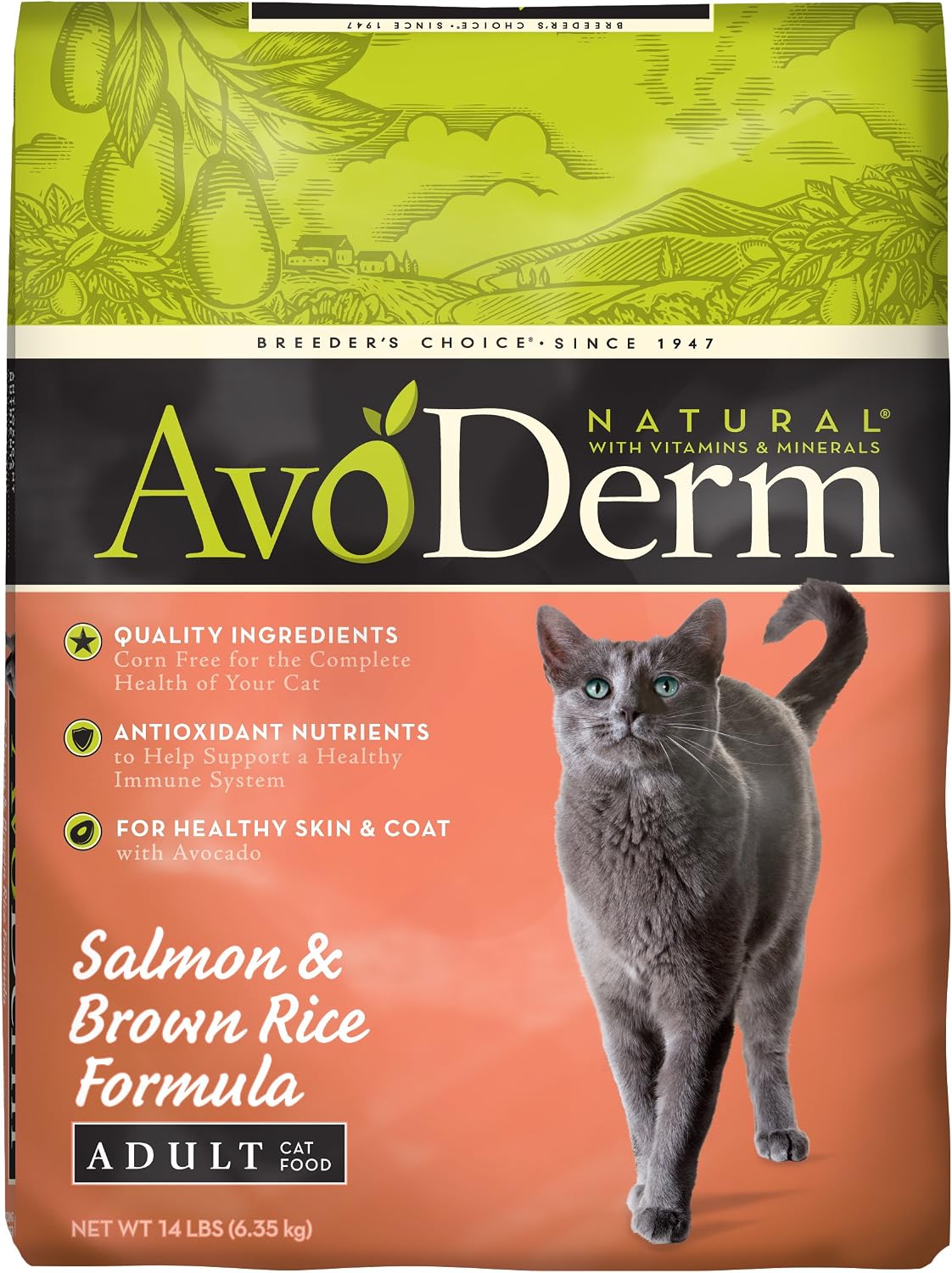 Avoderm Natural Salmon And Brown Rice Formula Adult Cat Food, 14-Pound