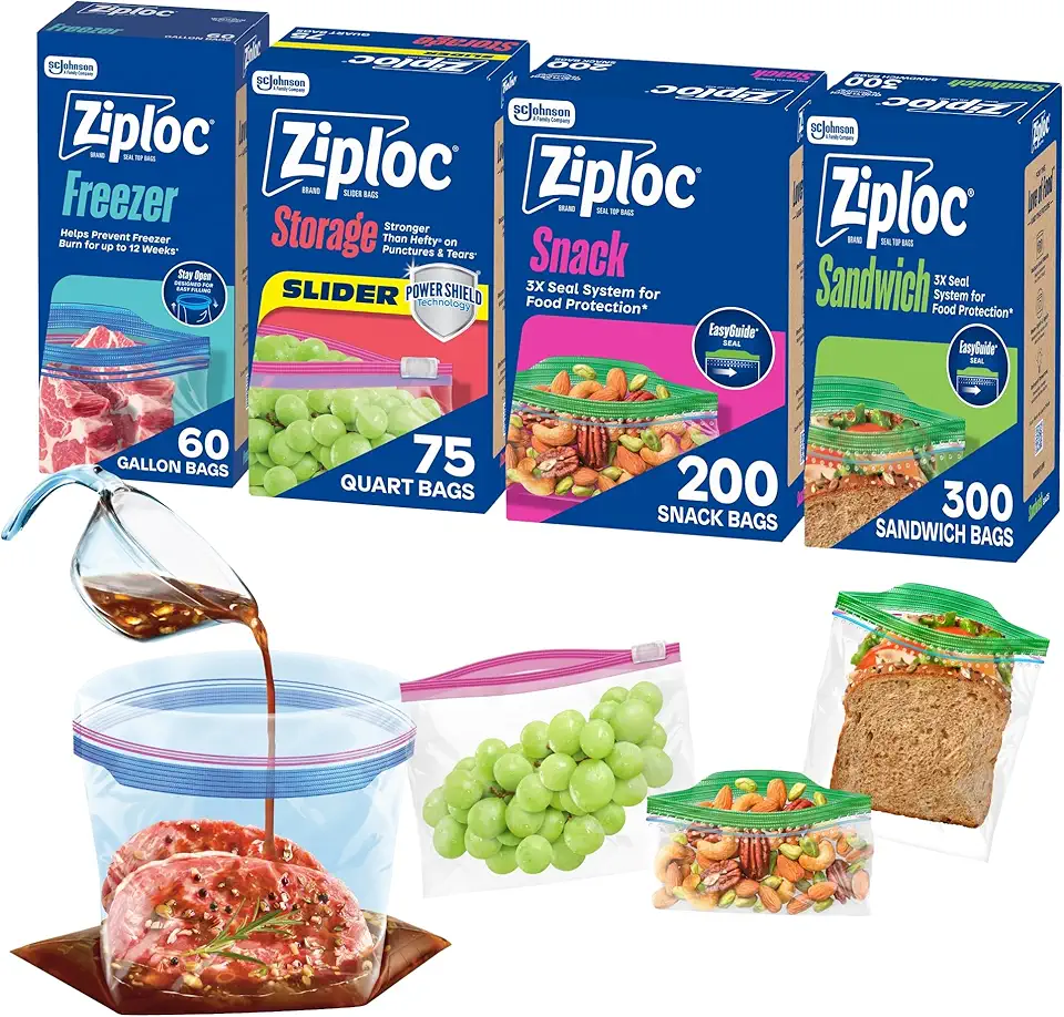 Ziploc Brand 635 Count Food Storage and Sandwich Bags Variety Pack