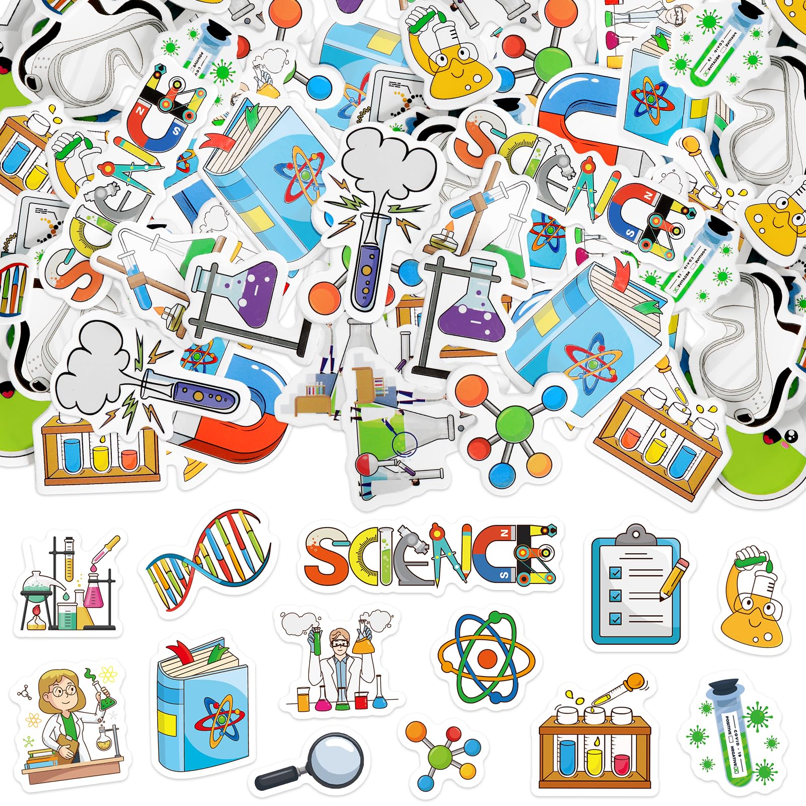 300Pcs Science Foam Stickers, Self-Adhesive Chemistry Biology Physics Stickers Science Laboratory Decals Sticker Decorations for Home Office School