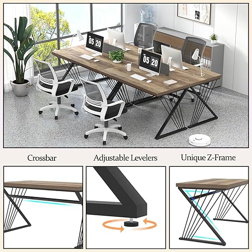 Miniatura 5 de FOLUBAN - Escritorio para computadora, escritorio moderno para oficina en casa, mesa de estudio y trabajo de madera y metal industrial para