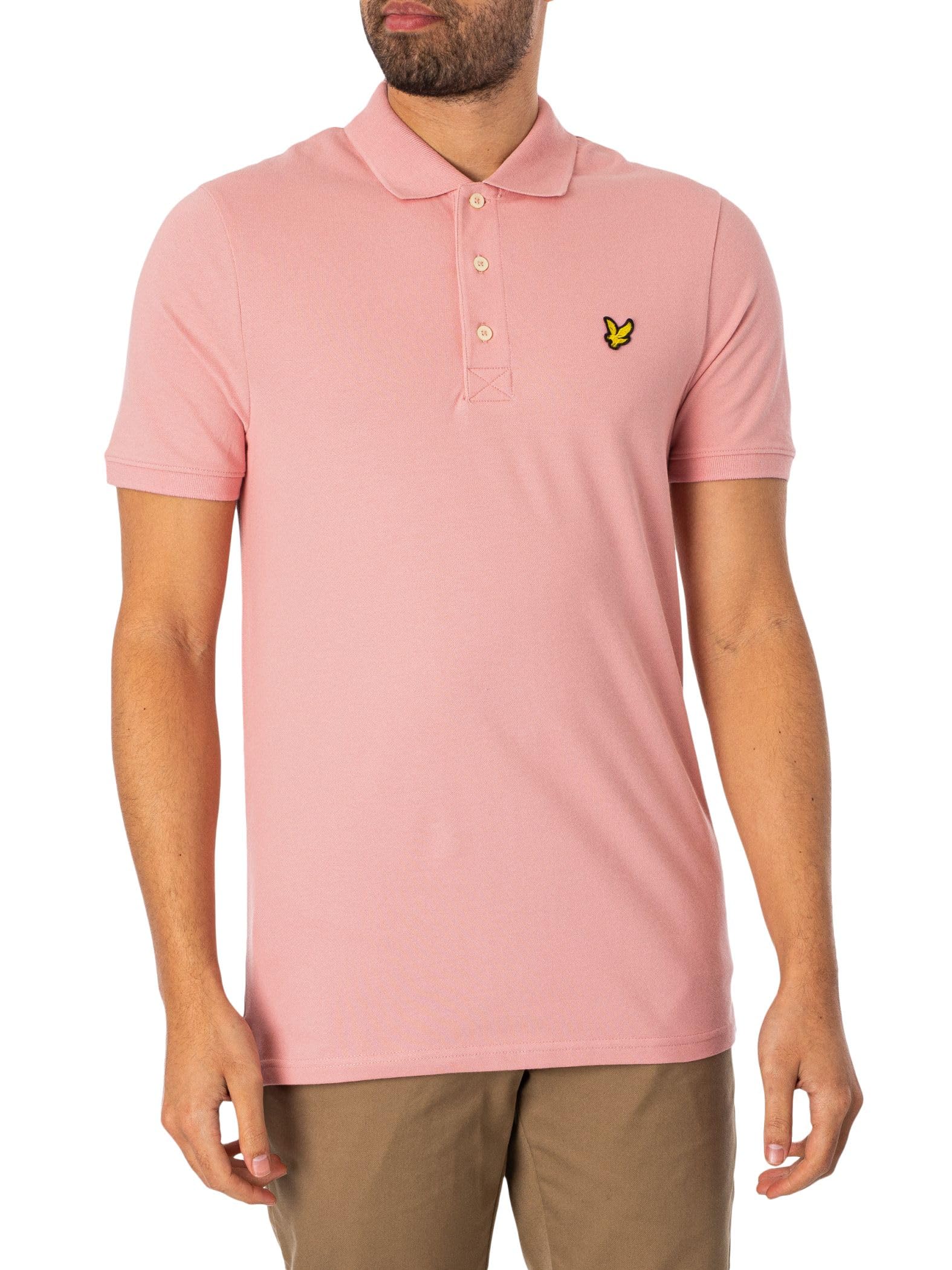 Lyle & Scott Mens Short Sleeve Polo Shirt Palm Pink S