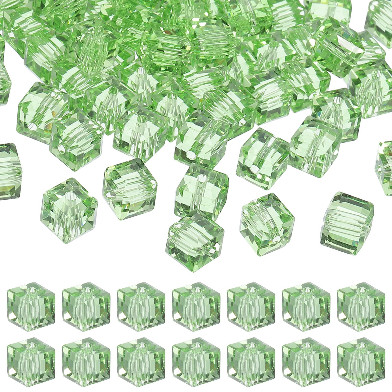 PATIKIL 8mm Crystal Glass Cube Beads