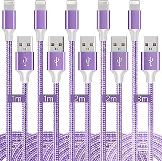 iPhone Charger [Apple MFi Certified] 5pack 10ft/6ft/6ft/3ft/3ft iPhone Lightning Cable Nylon Braided Compatible with iPhone 13 Pro/13/12/11 Pro/11/XS MAX/XR/8/7/6s Purple