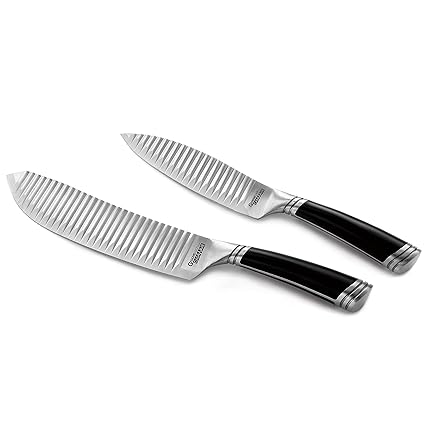 casaWare Groovetech 2-Piece Knife Set (6-Inch Serrated Utility and 8-Inch All Purpose Knife)