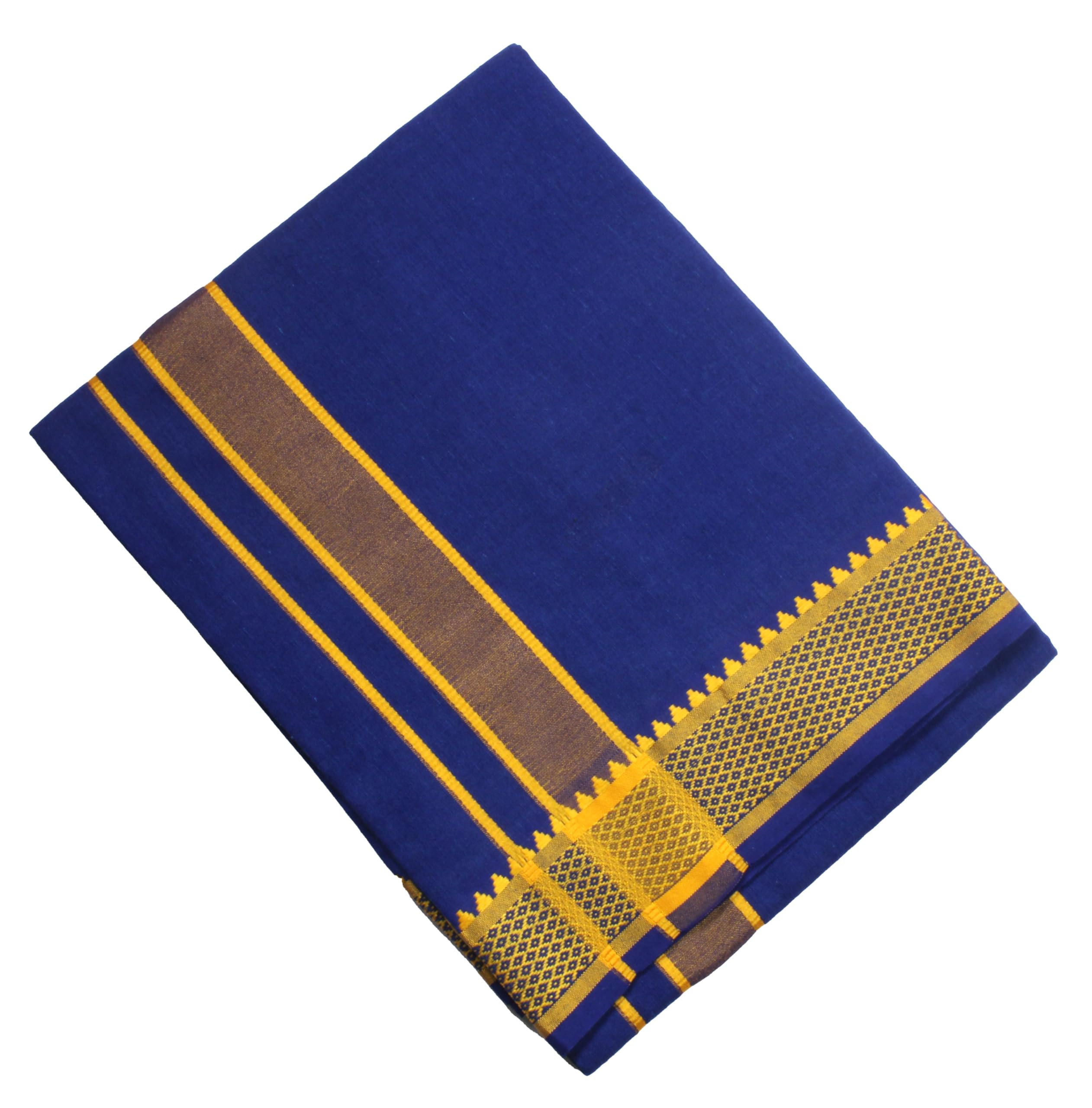 tharunsha elite 100% Cotton Men's Single Dhoti -2 Mtrs/Mundus/Lungi Green Border Set 1-picture-36