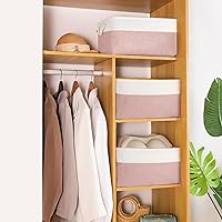 Vista 2 de Contenedores de almacenamiento con asas de algodón resistentes (1 unidad), cestas de almacenamiento de tela para organizar uso para oficina y hogar