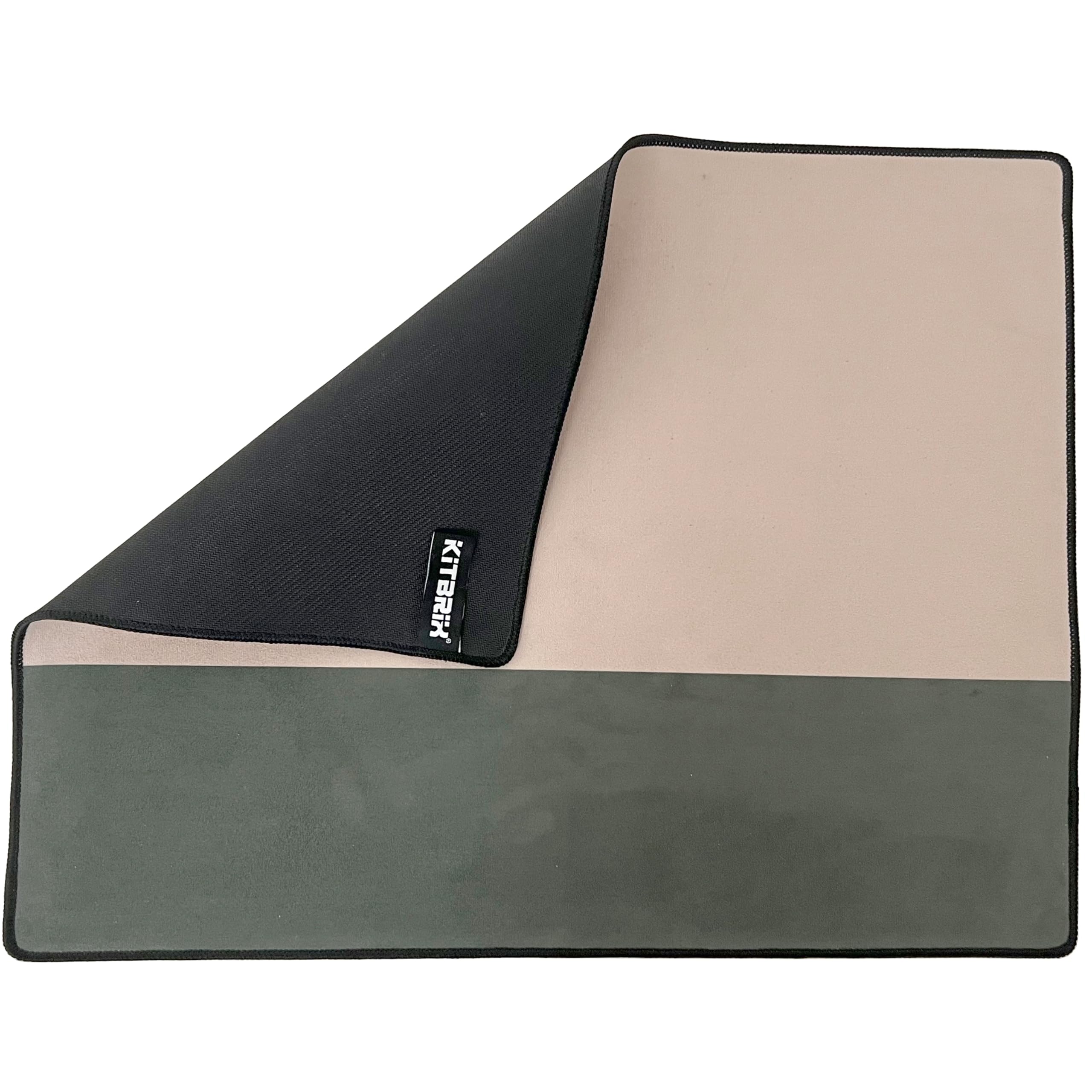 KITBRIX Outdoor Changing & Sitting Mat - Soft Microfibre with Waterproof Rubber Base - Foldable Wild Swimming Changing Mat for Wetsuit, Surf, Triathlon Transition, Cold Water Swimming - Beige/Sage